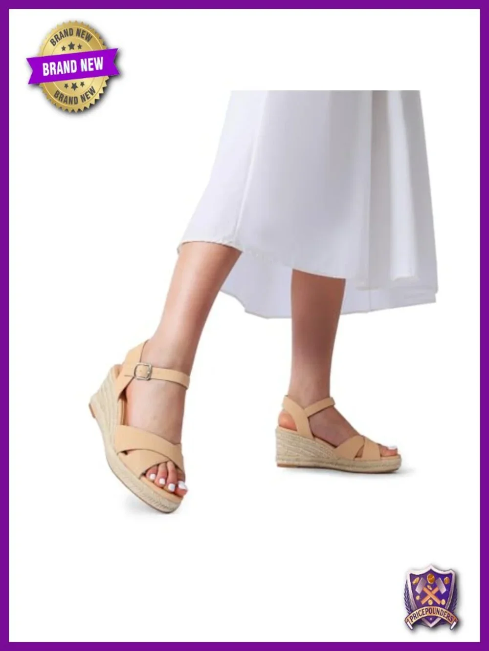 Espadrille Wedge Sandals with Raffia Detailing - Adjustable Buckle, Comfortable